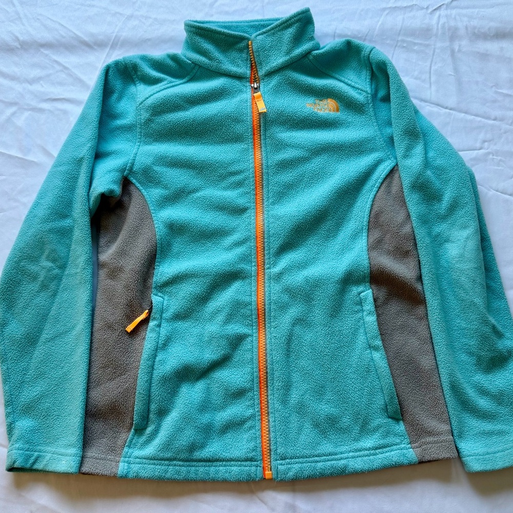 The North Face Kids Turquoise and Gray Fleece Jacket